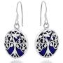 Tree of Life with Simulated Blue Lapis-Lazuli Accents .925 Sterling Silver Dangle Earrings
