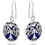 Tree of Life with Simulated Blue Lapis-Lazuli Accents .925 Sterling Silver Dangle Earrings Tree of Life with Simulated Blue Lapis-Lazuli Accents .925 Sterling Silver Dangle Earrings