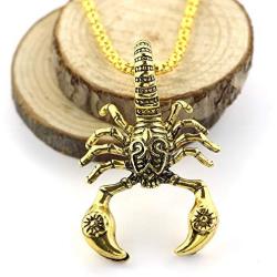 Scorpion Pendant Stainless Steel Necklace for Men Women Punk Jewelry Hiphop Rock Padlock Metal Birthday Anniversary Graduation Stylist Gift,Gold