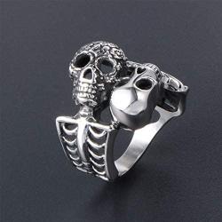 MZC Jewelry Vintage Gothic Skull Ring Stainless Steel Men Women Statement Punk Party Ring Size 8 to 12