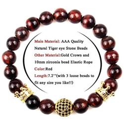 GVUSMIL 8mm Tiger Eye Natural Stone Beads Bracelet Set Charm Healing Energy Jewelry for Men Women