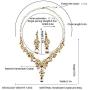 Hamer Prom Costume Jewelry for Women Crystal Choker Pendant Statement Chain Charm Necklace and Earrings Wedding Jewelry Sets for Brides