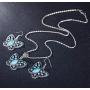 Cocazyw Silver Butterfly Turquoise Bracelet and Earrings for Women Girl Retro Charm Gemstone Jewelry Set Pendant Necklace and Drop Earrings for Women Girl