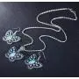 Cocazyw Silver Butterfly Turquoise Bracelet and Earrings for Women Girl Retro Charm Gemstone Jewelry Set Pendant Necklace and Drop Earrings for Women Girl
