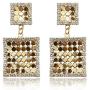 D.Rosse Lightweight Sequin Crystal Dangle Earring Metal Mesh Grid Tassel Drop Earrings Long Gold Shining Square Stud Earrings for Women Girls