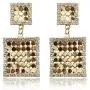D.Rosse Lightweight Sequin Crystal Dangle Earring Metal Mesh Grid Tassel Drop Earrings Long Gold Shining Square Stud Earrings for Women Girls