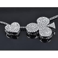 Alilang Vegas 4 Suits Gamblers Luck Lucky Casino Crystal Rhinestone Pendant Necklace