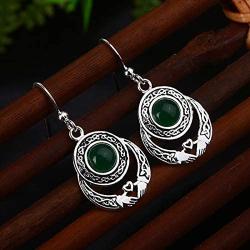 KWUNCCI Celtic Knot Claddagh Dangle Drop Earrings Sterling Silver Plated Irish Earrings for Women Girls