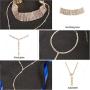 3 Pieces Layered Necklace Layered Choker Necklace Double Rhinestones Crystal Fashion Multilayered Long Choker Necklaces Rhinestone Jewelry Necklace Chains for Women and Girls