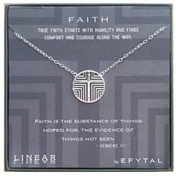 EFYTAL Religious Gifts, 925 Sterling Silver Linear Cross Necklace, Geometric Pendant Jewelry for Women, Christian Faith Gift for Her