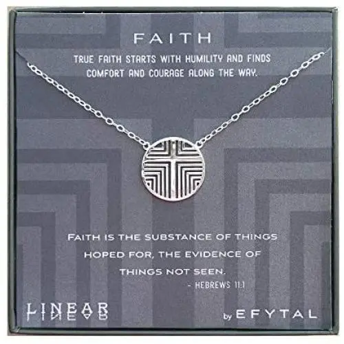 EFYTAL Religious Gifts, 925 Sterling Silver Linear Cross Necklace, Geometric Pendant Jewelry for Women, Christian Faith Gift for Her EFYTAL Religious Gifts, 925 Sterling Silver Linear Cross Necklace, Geometric Pendant Jewelry for Women, Christian Faith Gift for Her