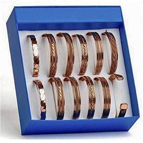eloria-décor Set of 6 Tibetan Copper Bracelets Magnetic Pattern Womens Mens Spiritual Jewelry