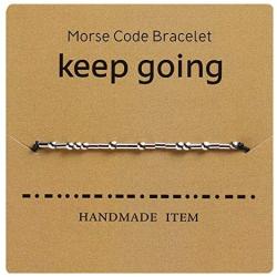 Ttdwg Keep Going Morse Code Bracelet Jewelry for Her Alphanumeric Couple Bracelet Adjustable Bracelet Beads Friendship Inspirational Valentines Day Gifts for Women Girls
