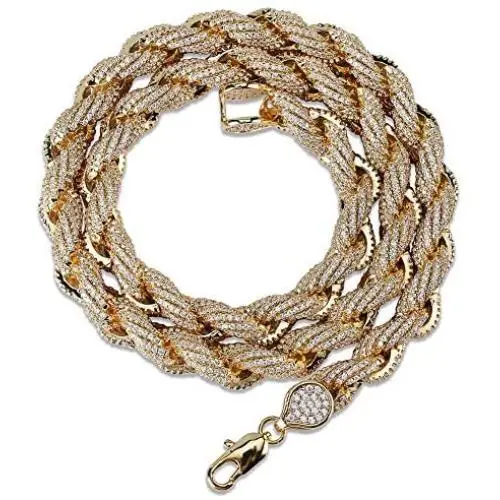 JINAO 18K Gold Plated Hip Hop Iced Out Lab Diamond Rope Chain Necklace Bracelet for Men
