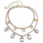 Ingemark Initial Birthstone Tennis Chain Choker Bling Charm Pendant Necklace Women Girls Birthday Wedding Jewelry Accessory Gifts