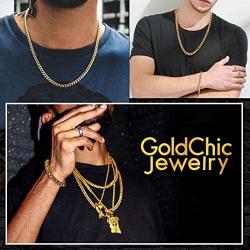 GOLDCHIC JEWELRY Classic Men Chunky Miami Cuban/Figaro Chain in 316l Stainless Steel/18K Gold Plated/Black Plated, 3MM/6MM/9MM/10MM/12MM/14MM Width, 14-30 inch Length