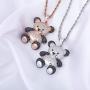 TOPGRILLZ Iced Out Simulated Lab Diamond Super Marie Mellow Mushroom Teddy Bear Pendant Necklace with Stainless Steel Chain for Women Girls Men Fashion Jewelry Gifts