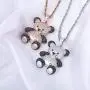 TOPGRILLZ Iced Out Simulated Lab Diamond Super Marie Mellow Mushroom Teddy Bear Pendant Necklace with Stainless Steel Chain for Women Girls Men Fashion Jewelry Gifts