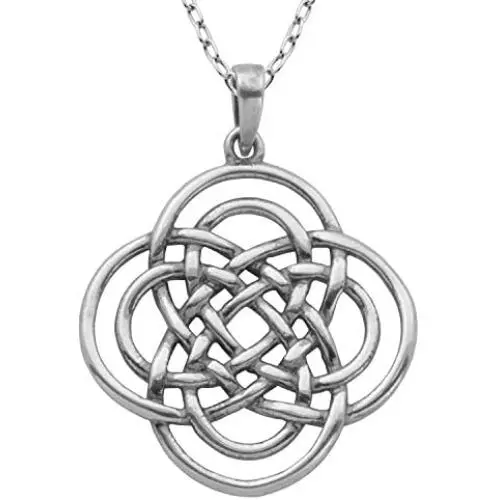 Oxidized 925 Sterling Silver Celtic Knot Medallion, Heart, Clover and Solomon Knot Pendant Necklace, 18'' Oxidized 925 Sterling Silver Celtic Knot Medallion, Heart, Clover and Solomon Knot Pendant Necklace, 18''