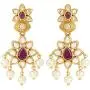 Aheli Faux Kundan and Simulated Red and Green Stone Ethnic Indian Wedding Necklace Earring Jewelry Set for Women