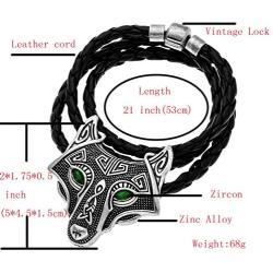 W WOOGGE Mens Necklace Norse Vikings Pendant Choker Necklace Wolf Head Nordic Necklace Original Animal Gothic Amulet Jewelry for Women