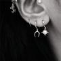 Tiny Moon Dangle Hoop Earrings for Women Girls Teens S925 Sterling Silver Charms Hoops Crescent Half Moon Horn Drop Tiny Cuff Cartilage Helix Minimalist Polished Earrings Fashion Jewelry