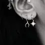 Tiny Moon Dangle Hoop Earrings for Women Girls Teens S925 Sterling Silver Charms Hoops Crescent Half Moon Horn Drop Tiny Cuff Cartilage Helix Minimalist Polished Earrings Fashion Jewelry
