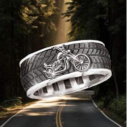 Motorcycle Ring for Men, Tire Tread Motorcycle Ring, Motorcycle Biker Ring for Men, Groove Ring, Hip Hop Ring, Punk Rock Ring Jewelry Gift for Men Boys