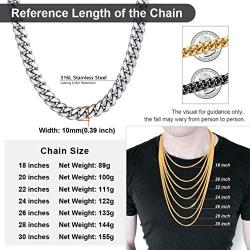 ChainsPro Men Chunky Miami Cuban Chain Necklace, Custom Available, 6/9/14mm Width, 18/20/22/24/26/28/30inch Length, Gold Plated/Stainless Steel/Black-with Gift Box