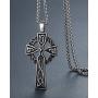 Aoiy Mens Stainless Steel Large Celtic Cross Irish Knot Pendant Necklace, 24'' Link Chain, aap011