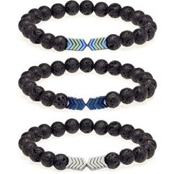 Suyi Lava Rock Bracelet Men Yoga Bracelets for Women 3Pcs Essential Oil Diffuser Stone Jewelry
