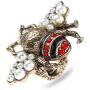 Fashion Enamel Bumblebee Bee Rings, Vintage Pearl Crystal Rhinestone Natural Insect Bee Animal Knuckle Ring Middle Finger Ring Jewelry Women Girl