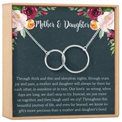 Mother Daughter Gift Necklace, Mothers Day Gift, Gifts for Mom, Mom Necklace, 2 Interlocking Circles (silver-plated-brass, NA)