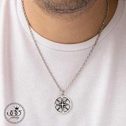 555Jewelry Unisex Stainless Steel Navigator Navigation Compass Pendant Necklace