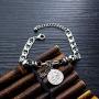 TEMICO Stainless Steel Cross Saint Benedict Coin Charm Bracelet for Women Catholic Exorcism Protection Jewelry