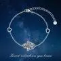 PEIMKO Greek Adjustable Protection Sterling Silver Evil Eye Hamsa Hand Bracelet, Blue Cubic Zirconia Link Bracelet for Women Ladies PEIMKO Greek Adjustable Protection Sterling Silver Evil Eye Hamsa Hand Bracelet, Blue Cubic Zirconia Link Bracelet for Women Ladies