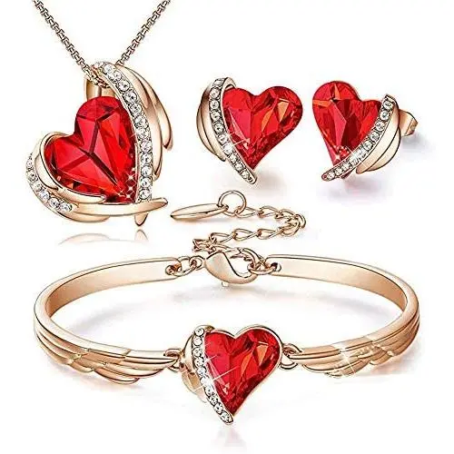 EMESLY Rose Gold/Rhodium Plated Necklace, Earrings, Bracelet, Ring with Birthstone Crystals, Nickel & Lead Free, Hypoallergenic Long Lasting Finish EMESLY Rose Gold/Rhodium Plated Necklace, Earrings, Bracelet, Ring with Birthstone Crystals, Nickel & Lead Free, Hypoallergenic Long Lasting Finish