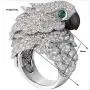 HSQYJ Fashion Lucky Owl Ring Crystal The Night Guardians Owl Animal Anniversary Wedding Engagement Ring White Gold Plated Eternity Rings for Women Ladies Girls Jewelry Gifts