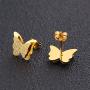 Lenias Stainless Steel Butterfly Pendant Necklace and Tassel Stud Earrings for Women Girls Rose Gold Silver Cute Charm Fashion Animal Jewelry Gifts
