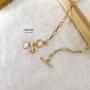 Obidos 14K Gold Plated Lock Star Dainty Toggle Necklace | Gold Necklaces for Women