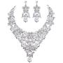 EVER FAITH Womens Austrian Crystal Elegant Flower Teardrop Necklace Earrings Set for Bride, Bridesmaid