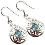 SilverStarJewel Solid Sterling Silver Blue Topaz Celtic Dangling Earrings 1.5''