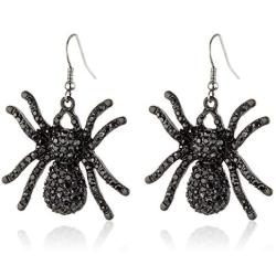 MDPOO Spider Earrings for Women Witch Jewelry Halloween Drop Earrings Black Spider Dangle Earrings