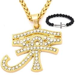 Gungneer Ankh Eye of Horus Necklace Stainless Steel Keel Chain Life Pendant Talisman Religious Jewelry Accessory