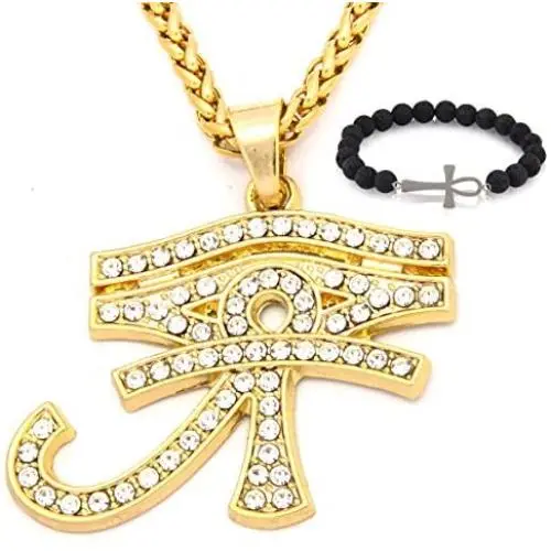 Gungneer Ankh Eye of Horus Necklace Stainless Steel Keel Chain Life Pendant Talisman Religious Jewelry Accessory Gungneer Ankh Eye of Horus Necklace Stainless Steel Keel Chain Life Pendant Talisman Religious Jewelry Accessory