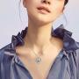 AOBOCO Sterling Silver Angel Heart Necklace Engraved I Love You Forever Pendant with Aquamarine Heart Crystal, Anniversary Birthday Jewelry Gift for Women Wife Girlfriend