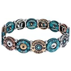 PammyJ Western Shotgun Bullet Shell Stretch Bracelet Patina Finish