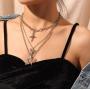 2pcs Heavy Gothic Rabbit Pendant Necklace and Dainty Unique Butterfly Pendant Necklace Boho Jewelry Set for Women and Men