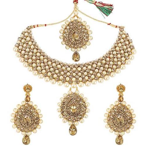 MUCH-MORE Indian Bridal Necklace Fashion Gold Plated Bollywood Ethnic Wedding Party Wear Jewelry Set