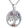 Tree of Life Necklace for Women, Sterling Silver Pendant, Jewelry Gift with Infinite Colorful Cubic Zirconia for Girlfriend Daughter